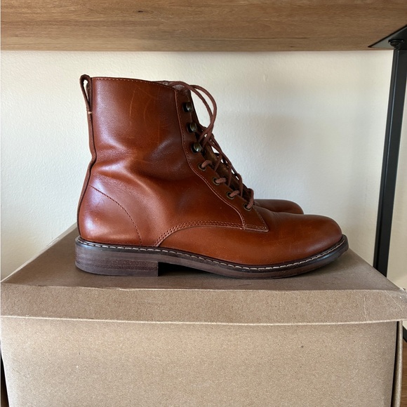 Madewell Women’s Kellie Lace Up Boot Dried Maple Leather Boots - Picture 4 of 10